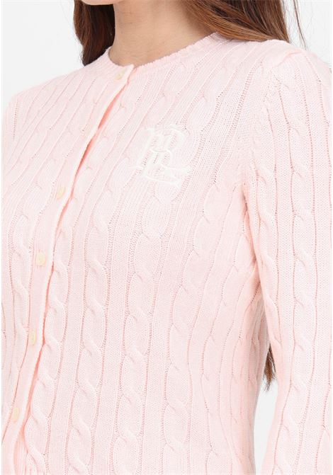 Pink women's cardigan with logoed buttons on the front LAUREN RALPH LAUREN | 200932225004PINK OPAL